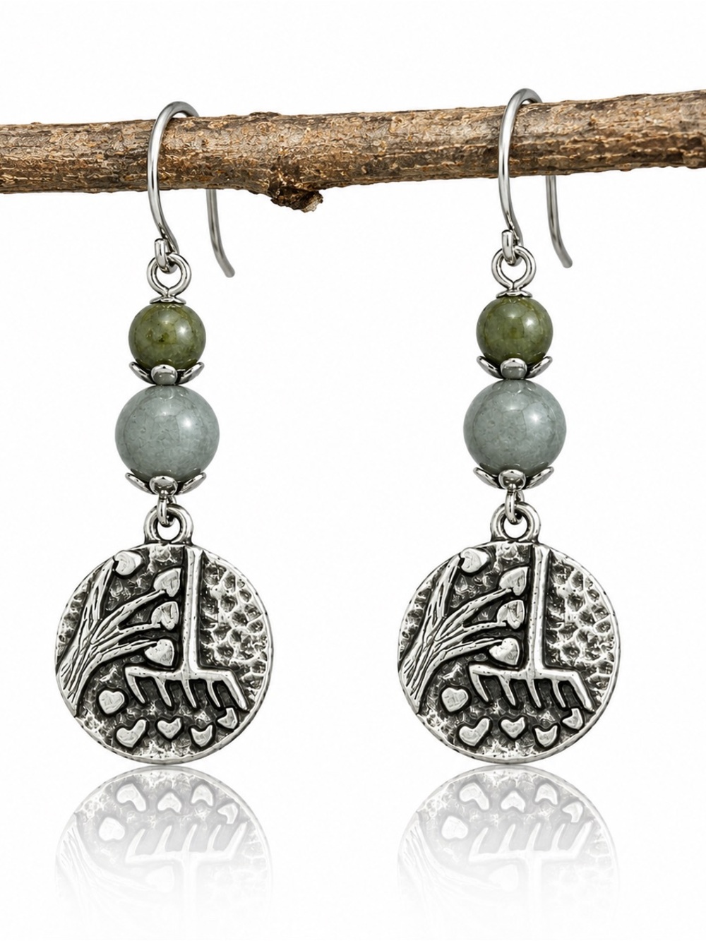 Antique Silver Botanical Earrings • Garden Theme Dangles • Cottagecore Jewelry